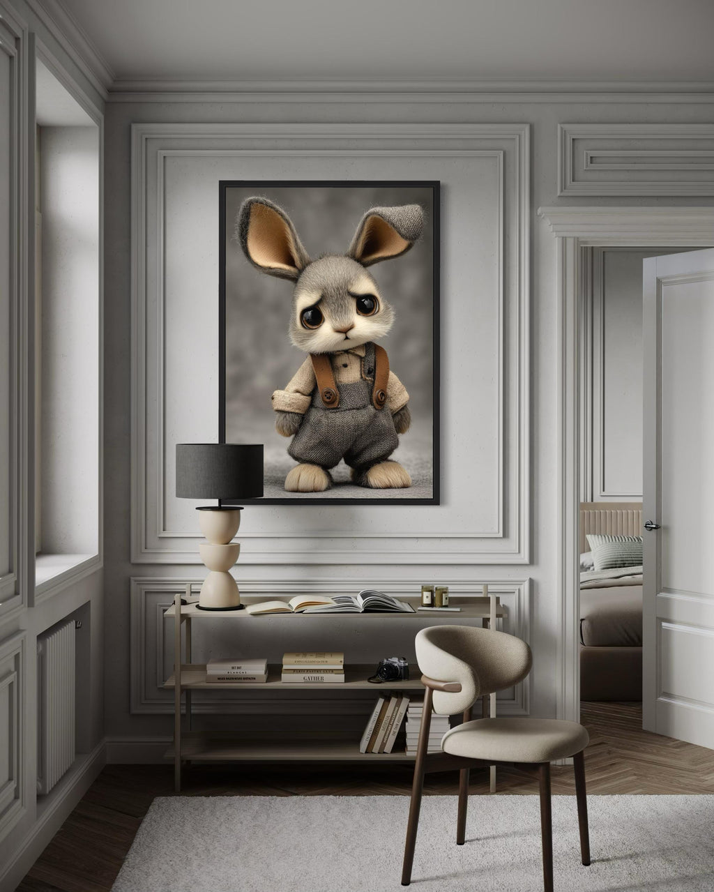 Cute Sad Bunny Canvas Wall Art