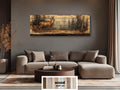 Deer In Forest Long Horizontal Distressed Wood Wall Art