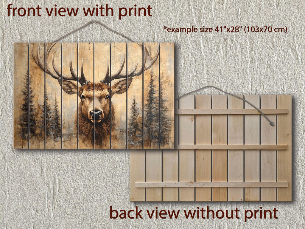 Deer In Pine Trees Rustic Wood Wall Art For Cabin Decor
