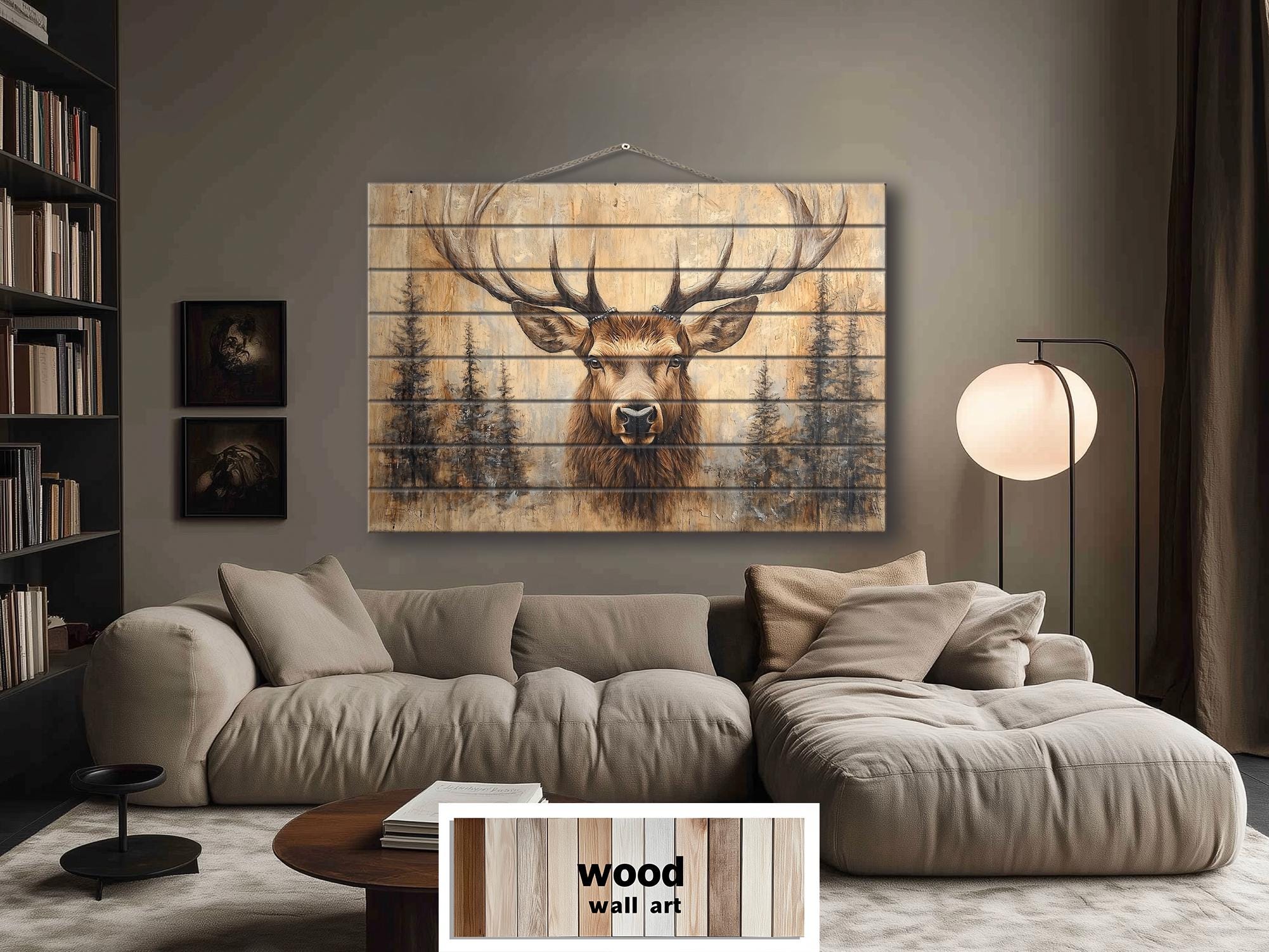 Deer In Pine Trees Rustic Wood Wall Art For Cabin Decor