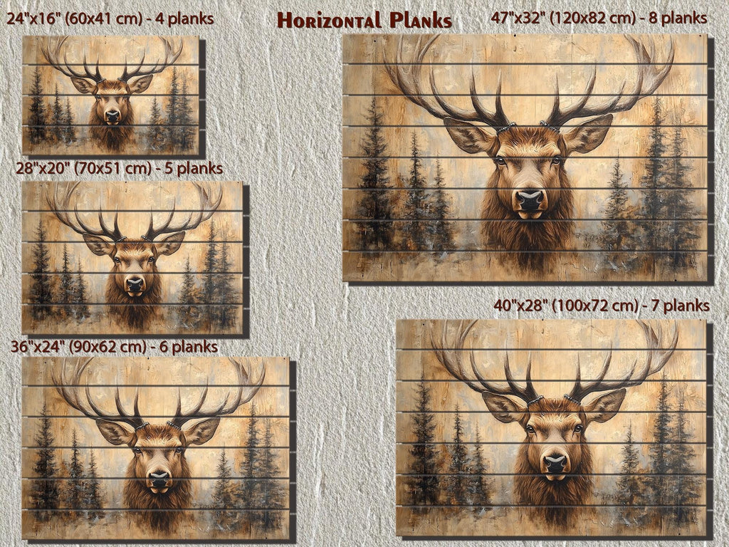 Deer In Pine Trees Rustic Wood Wall Art For Cabin Decor