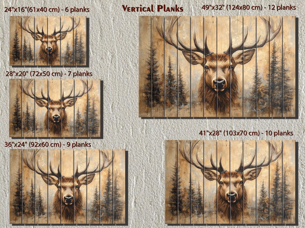 Deer In Pine Trees Rustic Wood Wall Art For Cabin Decor
