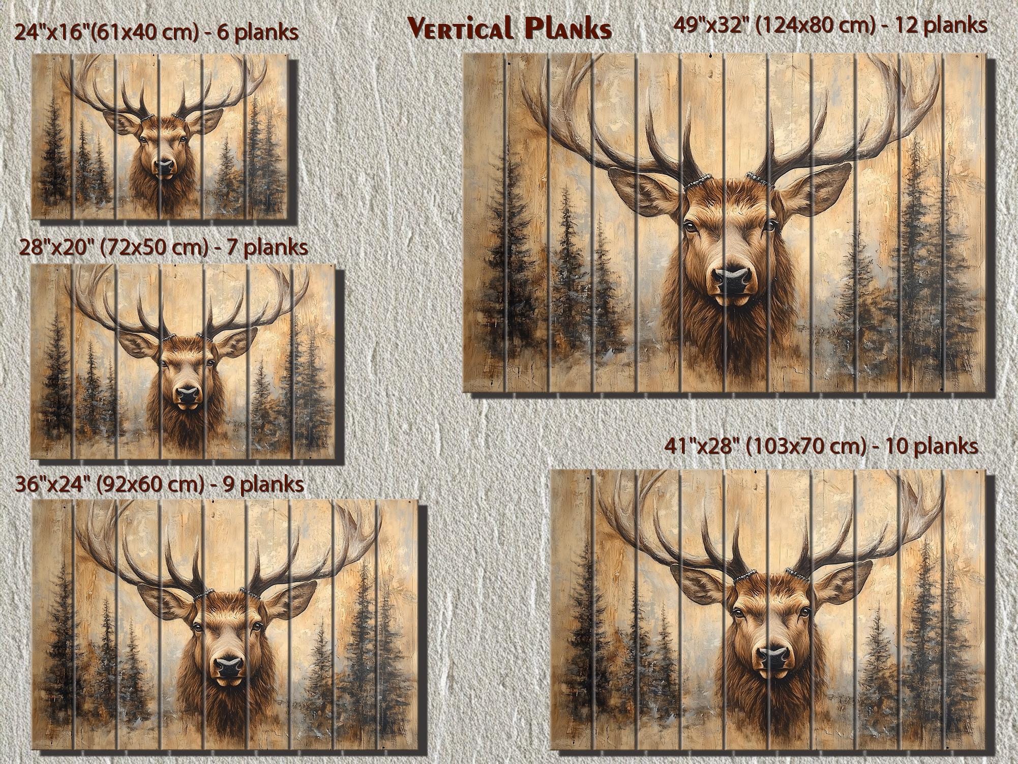 Deer In Pine Trees Rustic Wood Wall Art For Cabin Decor