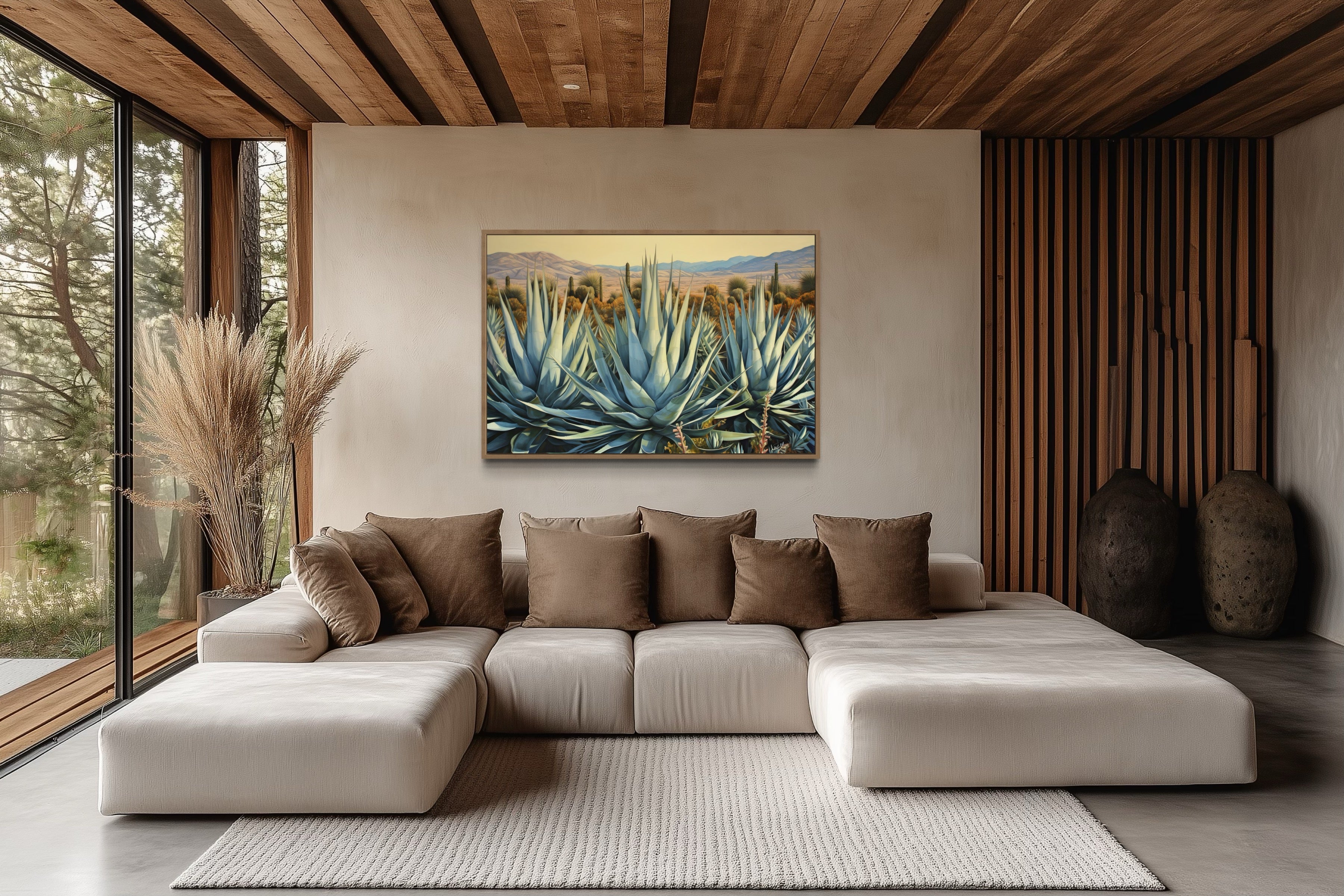 Desert Agave Mexican Framed Canvas Wall Art