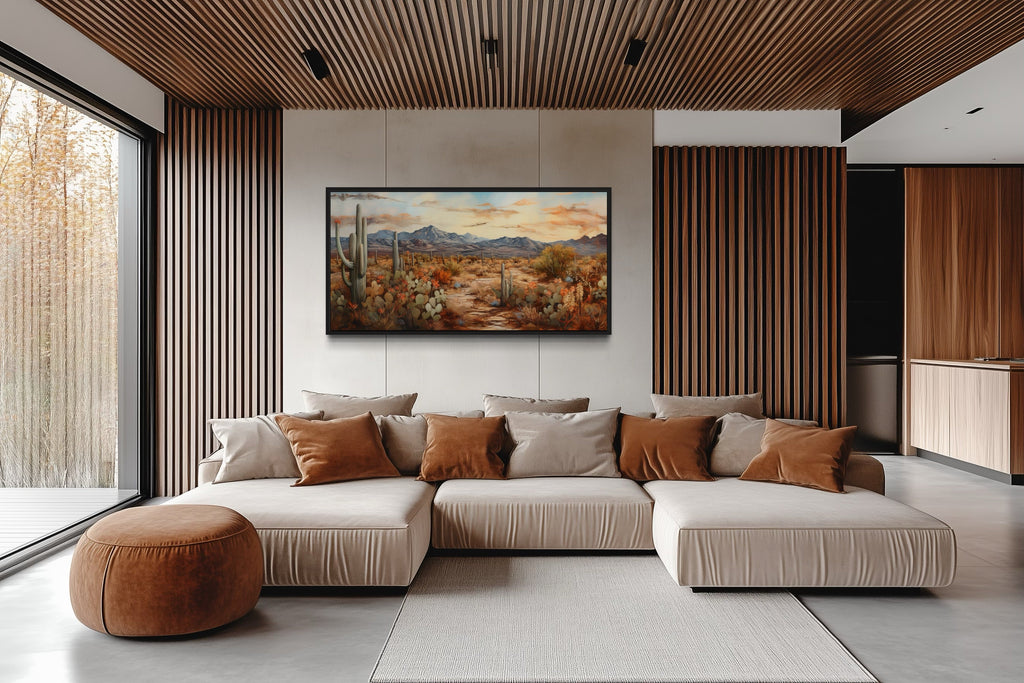 Desert Landscape Wall Art – Southwestern Canvas Print | Rustic Framed Cactus Artwork