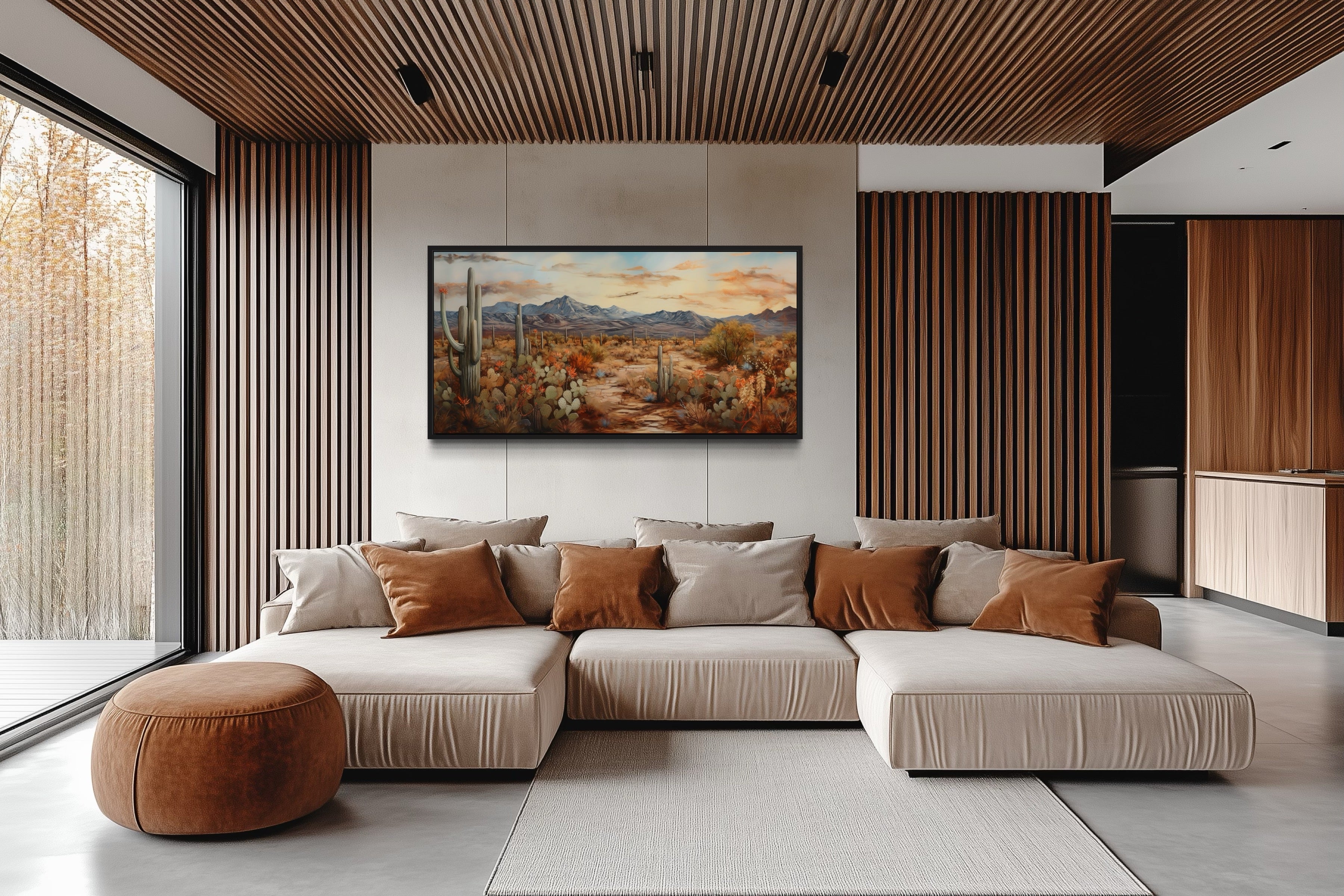 Desert Landscape Wall Art – Southwestern Canvas Print | Rustic Framed Cactus Artwork