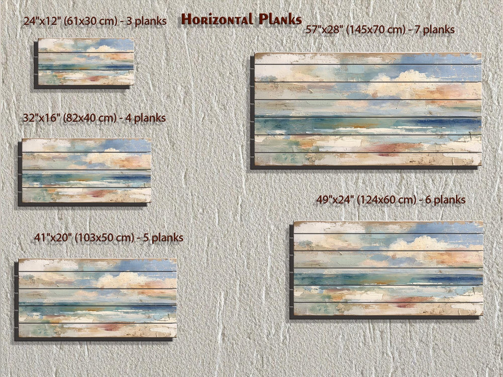 Distressed Ocean Horizon Rustic Wood Wall Art
