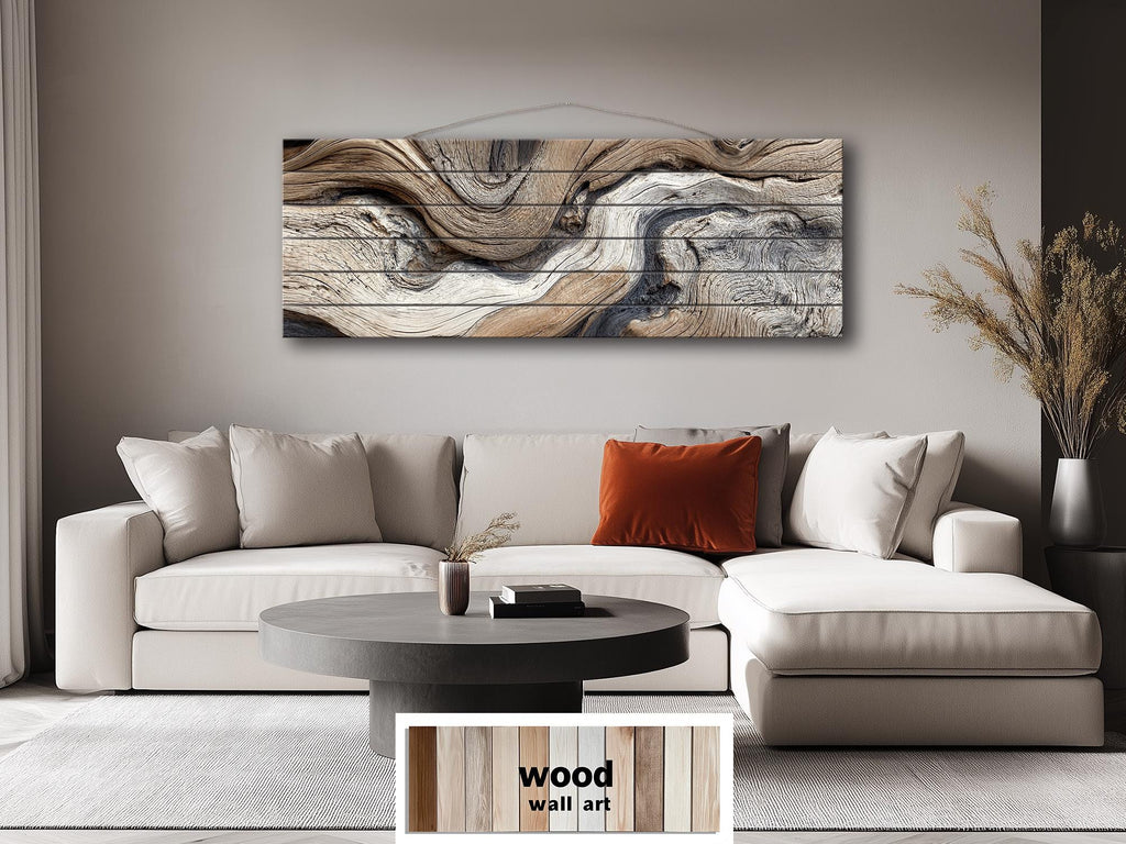 Driftwood Painting Large Horizontal, Wood Wall Art For Farmhouse Or Coastal Decor