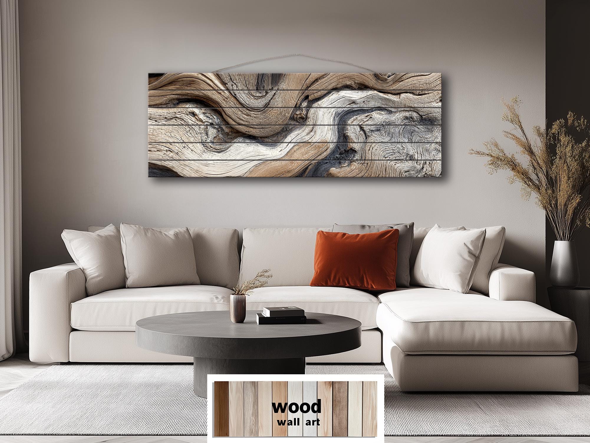 Driftwood Painting Large Horizontal, Wood Wall Art For Farmhouse Or Coastal Decor