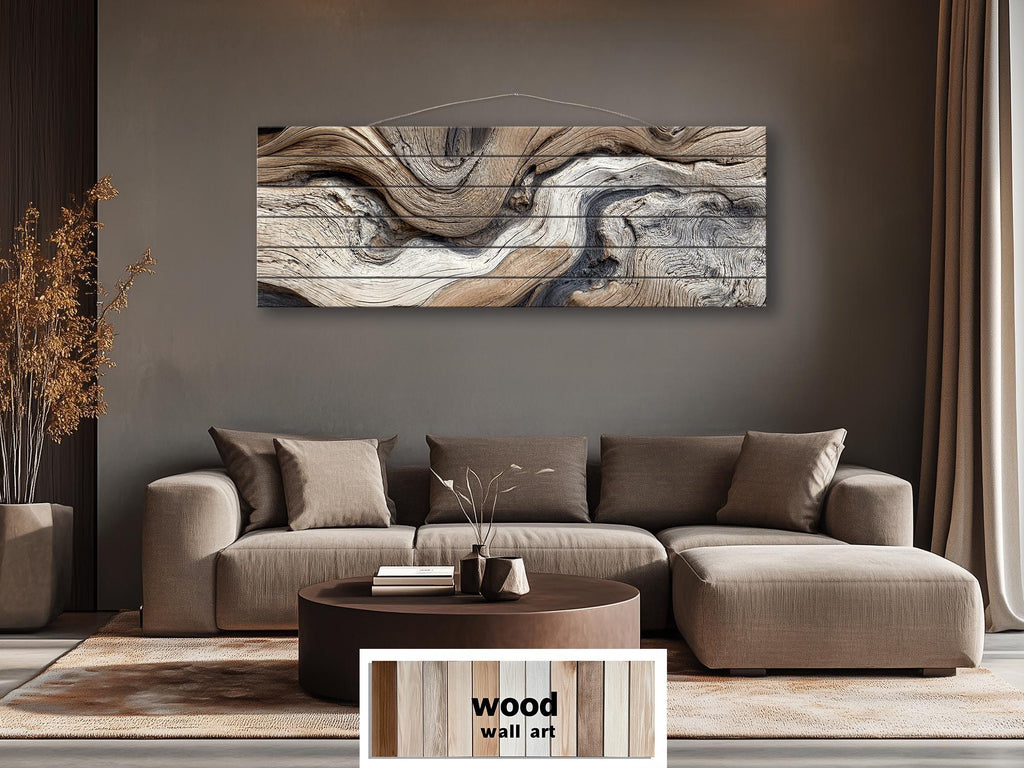 Driftwood Painting Large Horizontal, Wood Wall Art For Farmhouse Or Coastal Decor