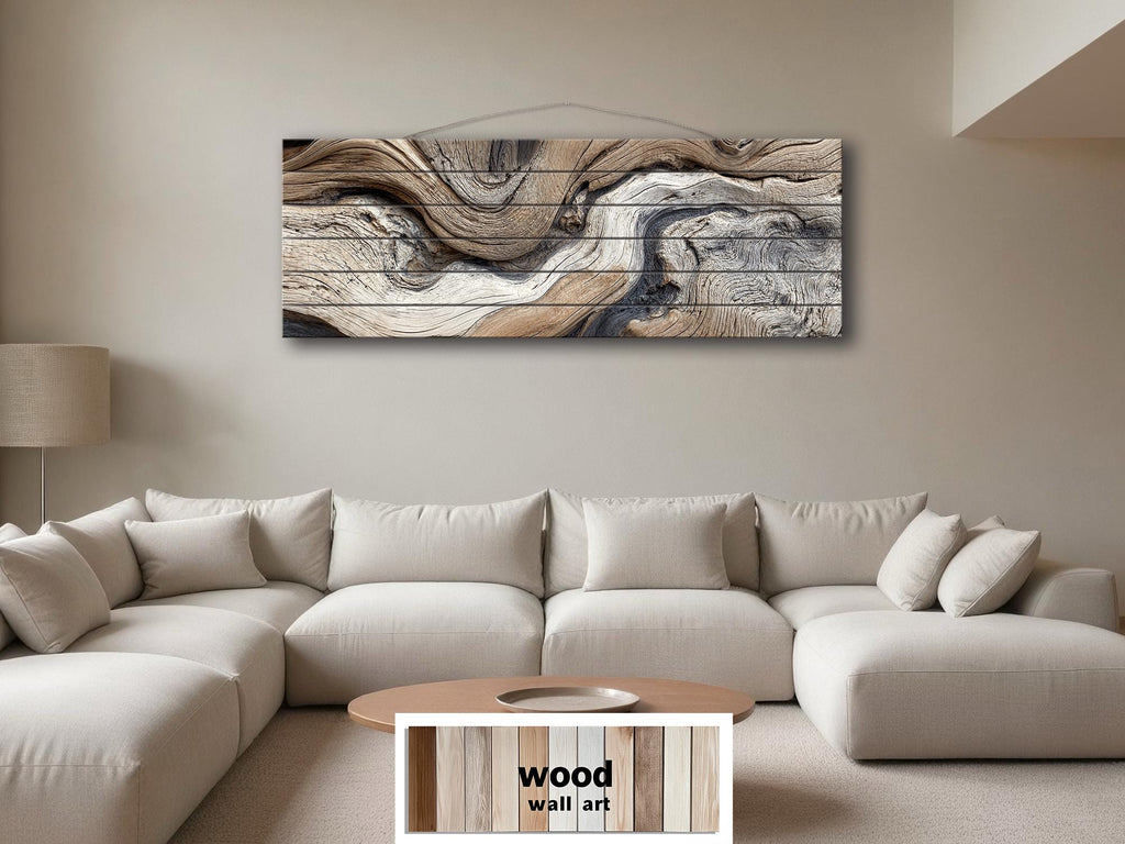 Driftwood Painting Large Horizontal, Wood Wall Art For Farmhouse Or Coastal Decor