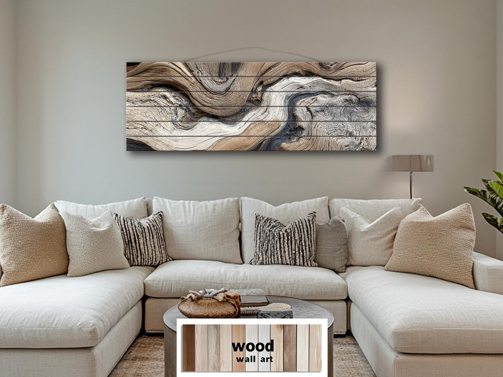 Driftwood Painting Large Horizontal, Wood Wall Art For Farmhouse Or Coastal Decor