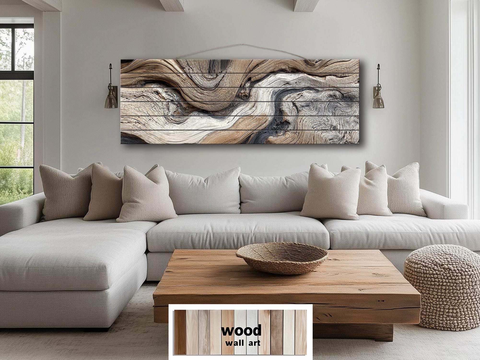 Driftwood Painting Large Horizontal, Wood Wall Art For Farmhouse Or Coastal Decor