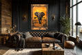 Elephant In African Savanna At Sunset Canvas Wall Art
