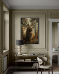 Elk In The Forest Framed Canvas Wall Art