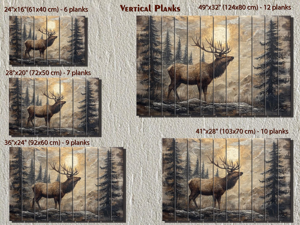 Elk In The Forest Rustic Wood Wall Art For Cabin Decor