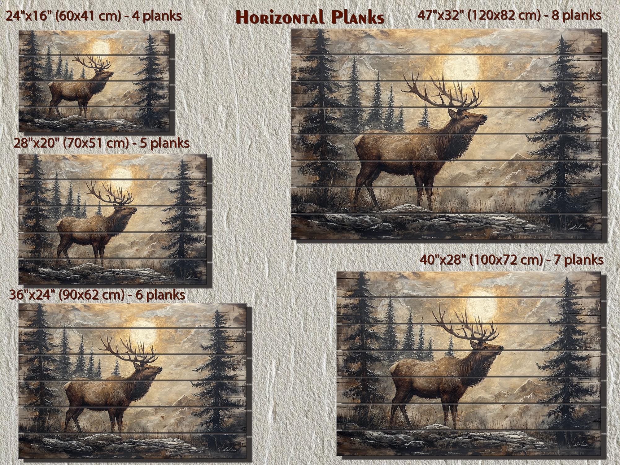 Elk In The Forest Rustic Wood Wall Art For Cabin Decor