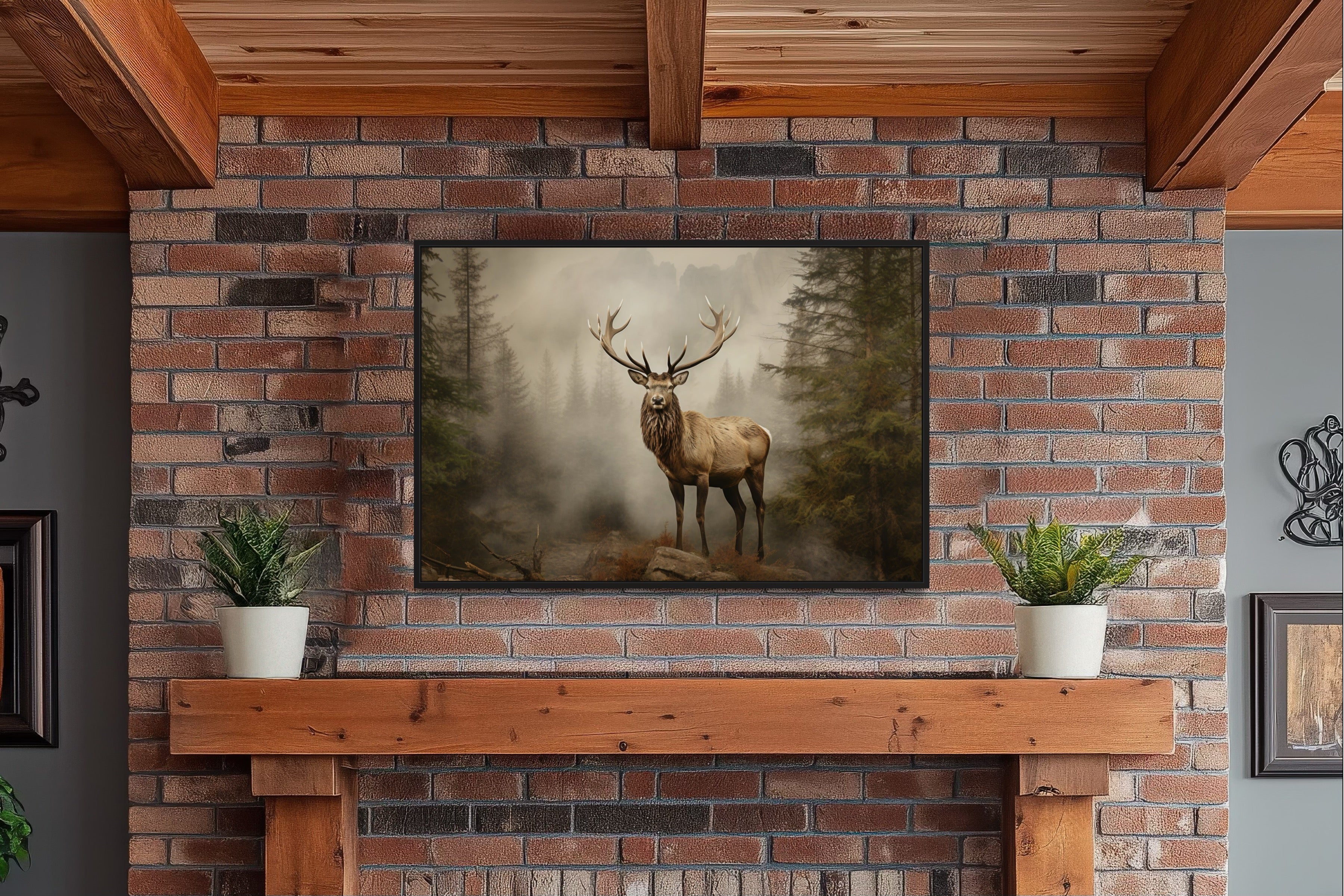 Elk Painting - Rustic Wildlife Wall Art For Cabin Decor