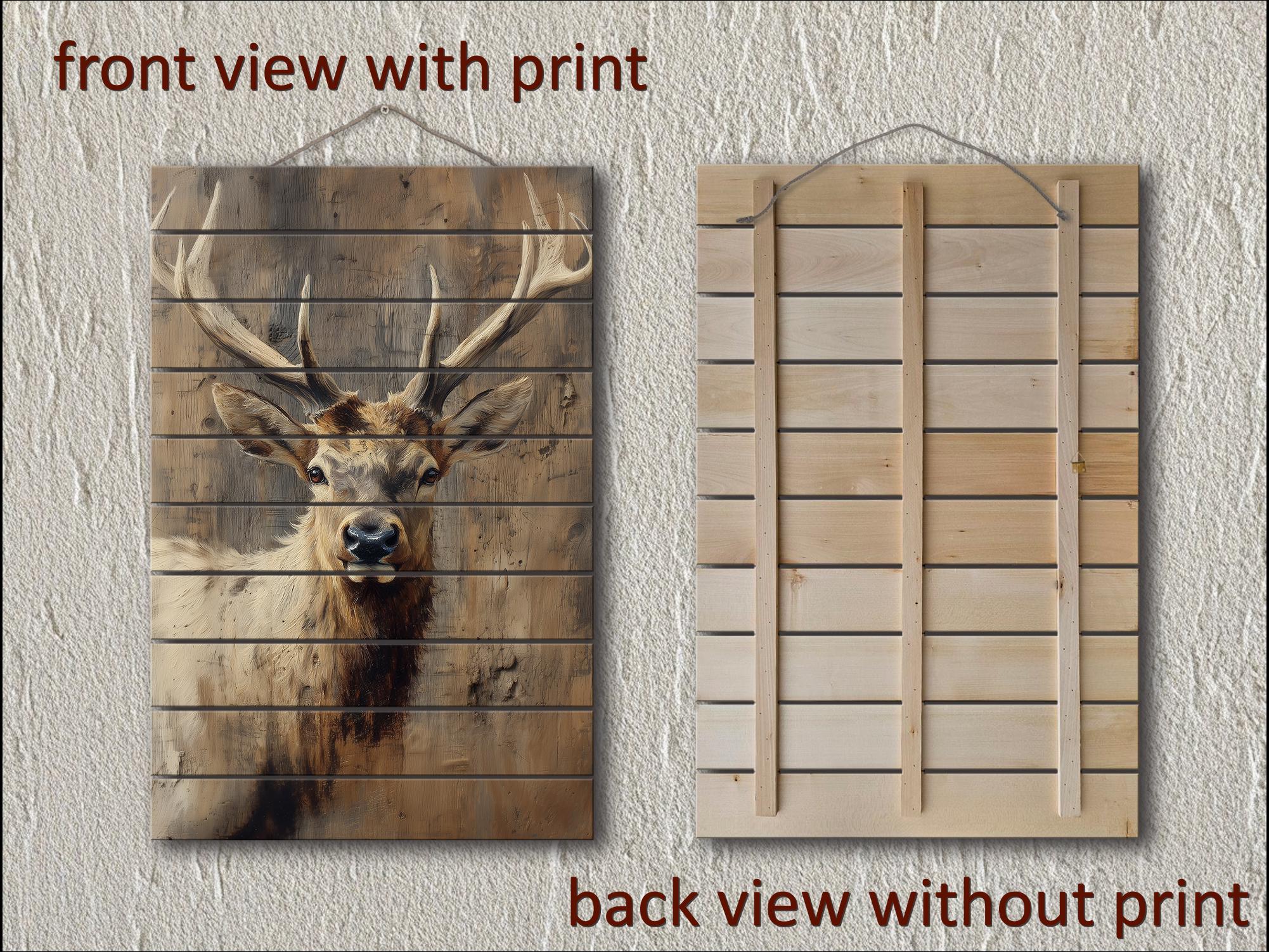 Elk Portrait Distressed Wood Wall Art