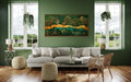 Emerald Green Gold Wall Art – Art Nouveau Framed Canvas Print With Tree Motif