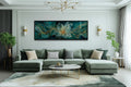 Emerald Green Living Room Minimalist Flower Long Horizontal Wall Art