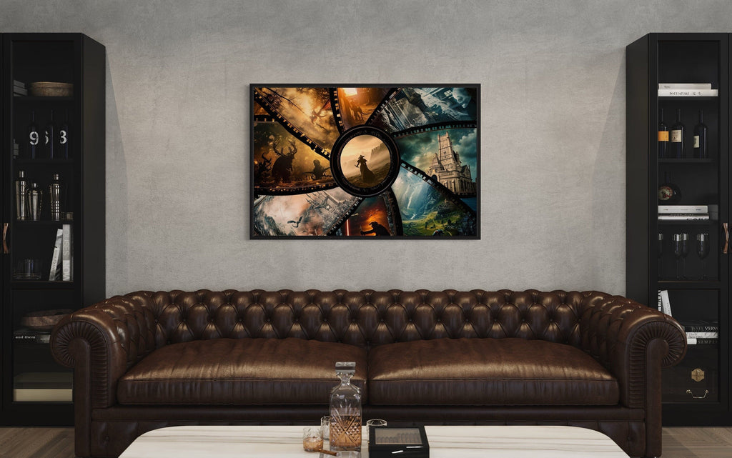 Fantasy Film Stills Collage Framed Canvas Wall Art For Home Theater