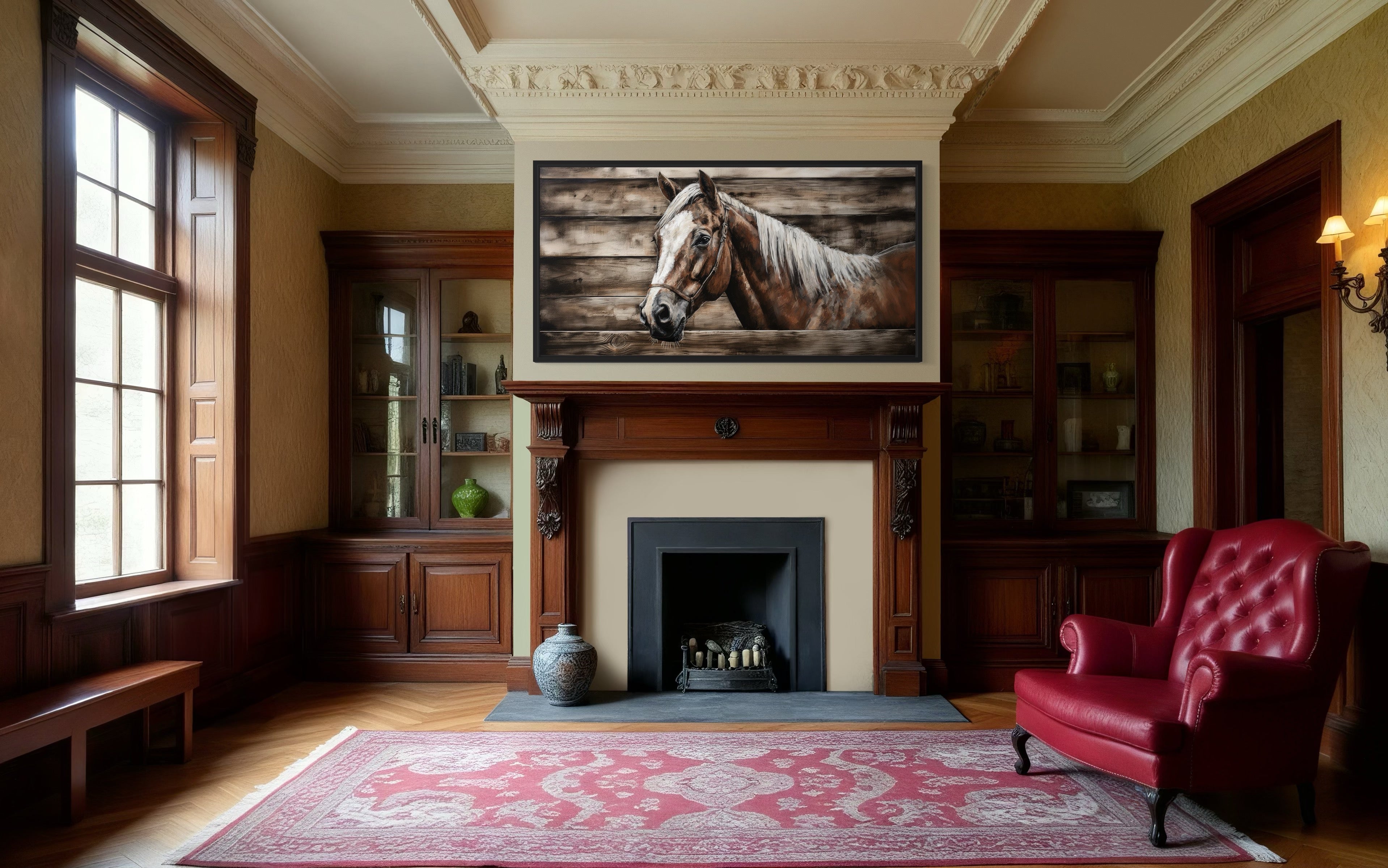 Farm Horse Painting On Wood Rustic Canvas Wall Art