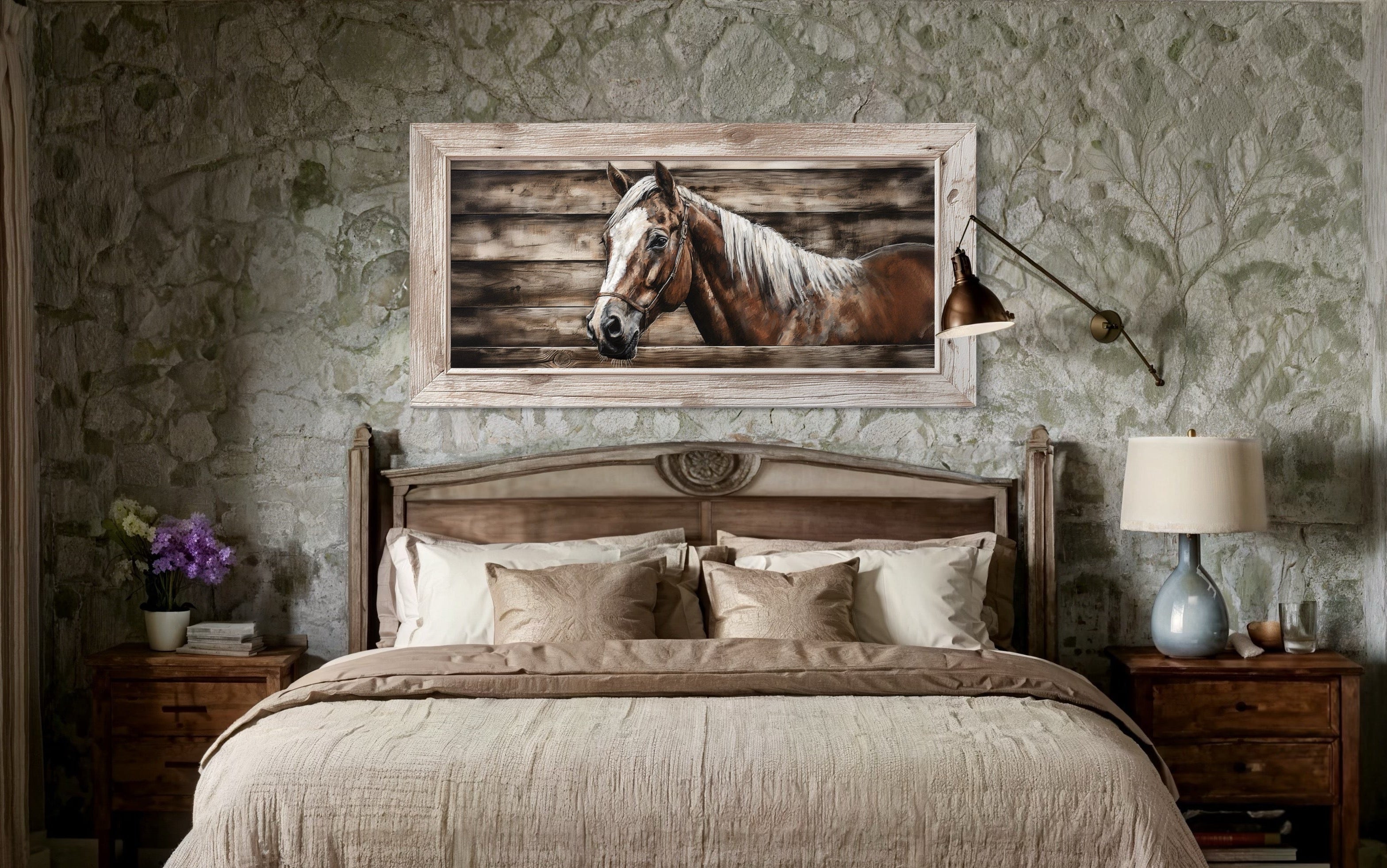 Farm Horse Painting On Wood Rustic Canvas Wall Art
