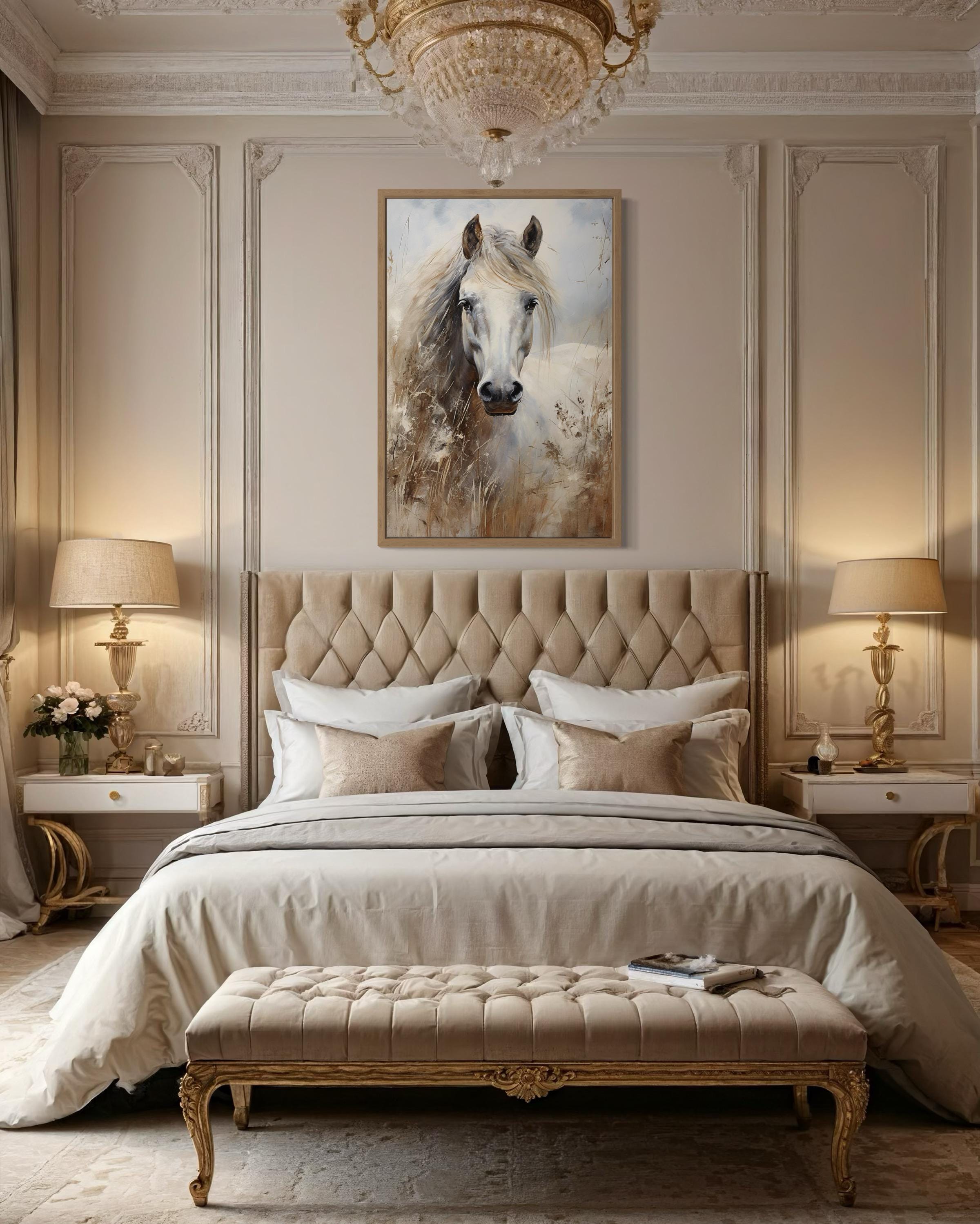 Farm Horse Wall Art - Rustic Farmhouse Chic Canvas Wall Decor