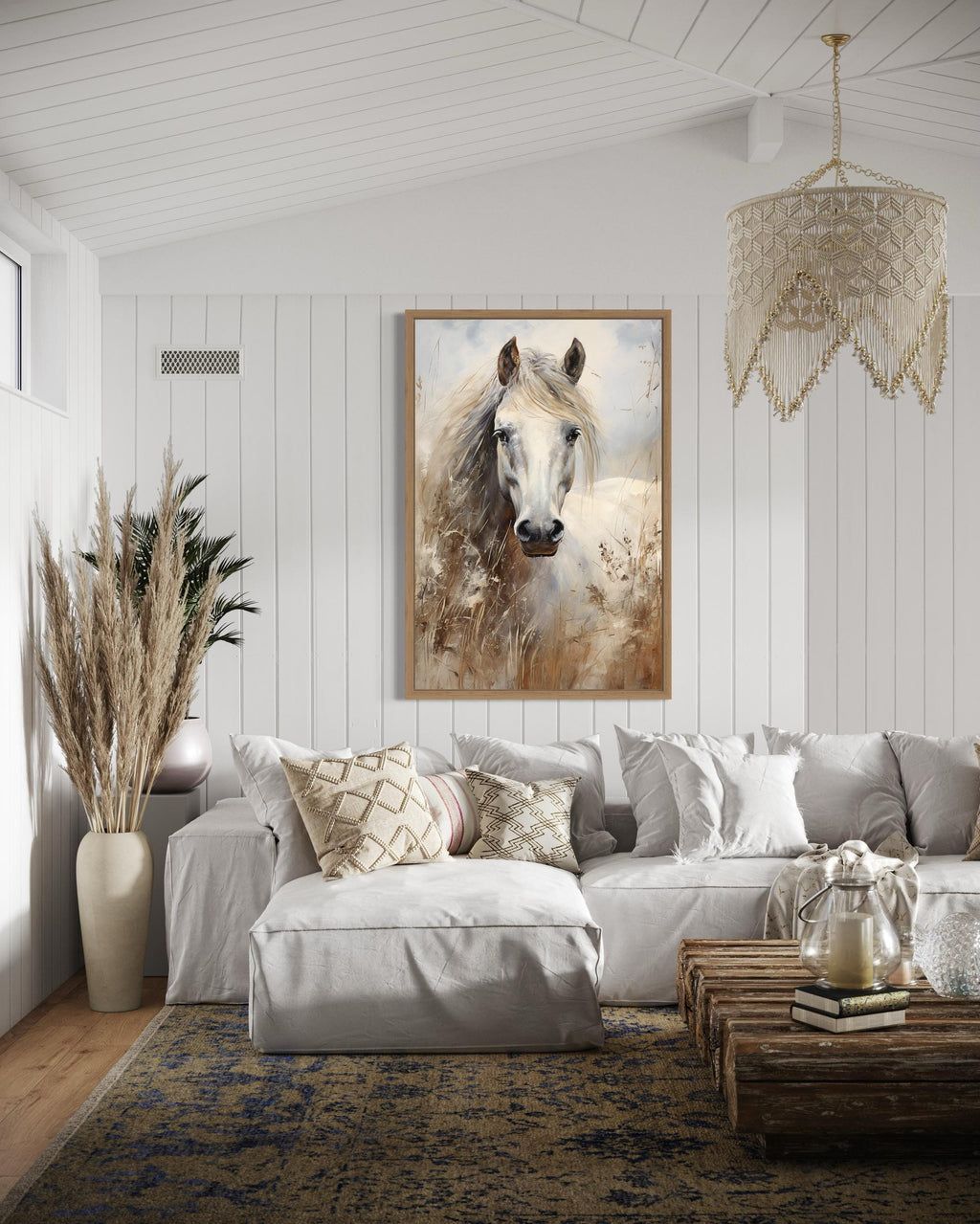 Farm Horse Wall Art - Rustic Farmhouse Chic Canvas Wall Decor