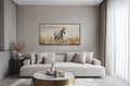 Farm Horse in The Wheat Field Farmhouse Framed Canvas Wall Art