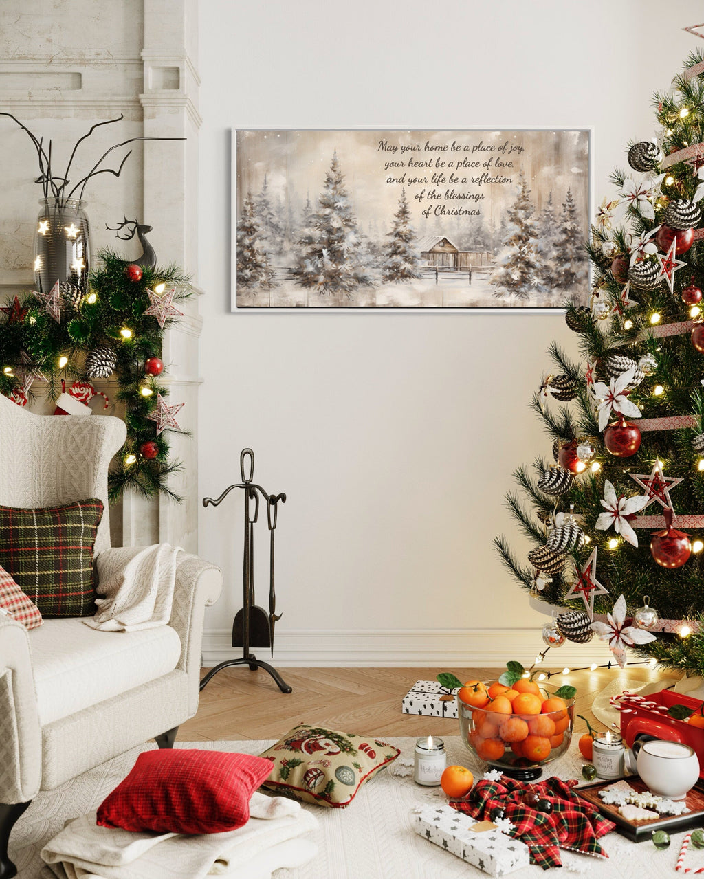 Farmhouse Christmas Eve Sign – Rustic Christmas Wall Art for Cozy Holiday Decor