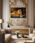 Fat Red Cat Victorian Portrait Framed Canvas Wall Art