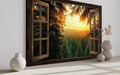 Fir Forest Sunrise Fake Window View Wall Art