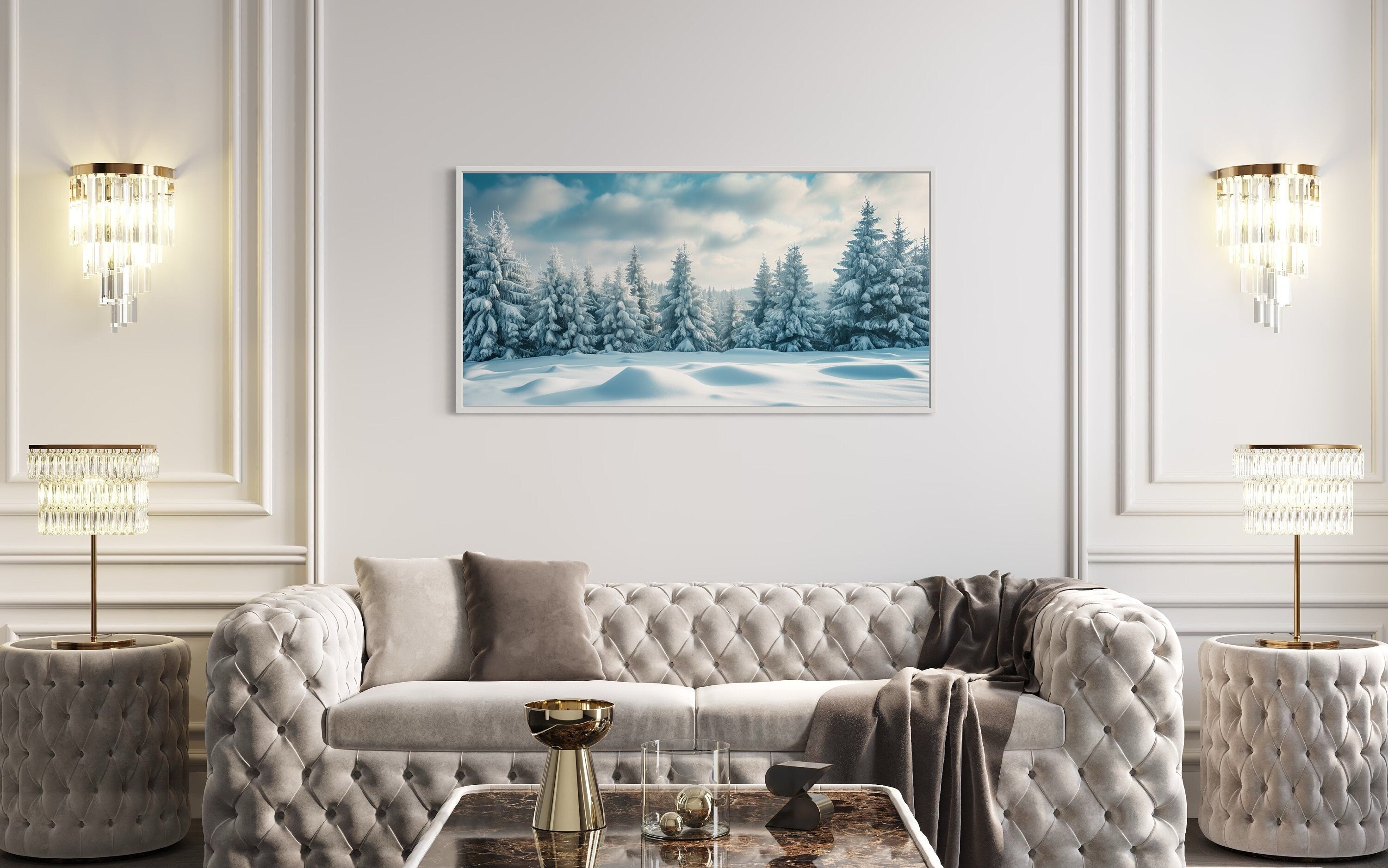Fir Tree Forest Covered In Snow Winter Landscape Wall Art