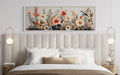 Floral Bouquet with Bird Panoramic Framed Tapestry Canvas Wall Art