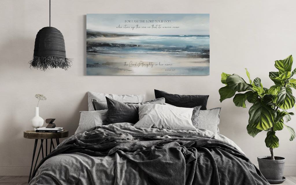 For I Am The Lord Your God Scripture Coastal Canvas Wall Art