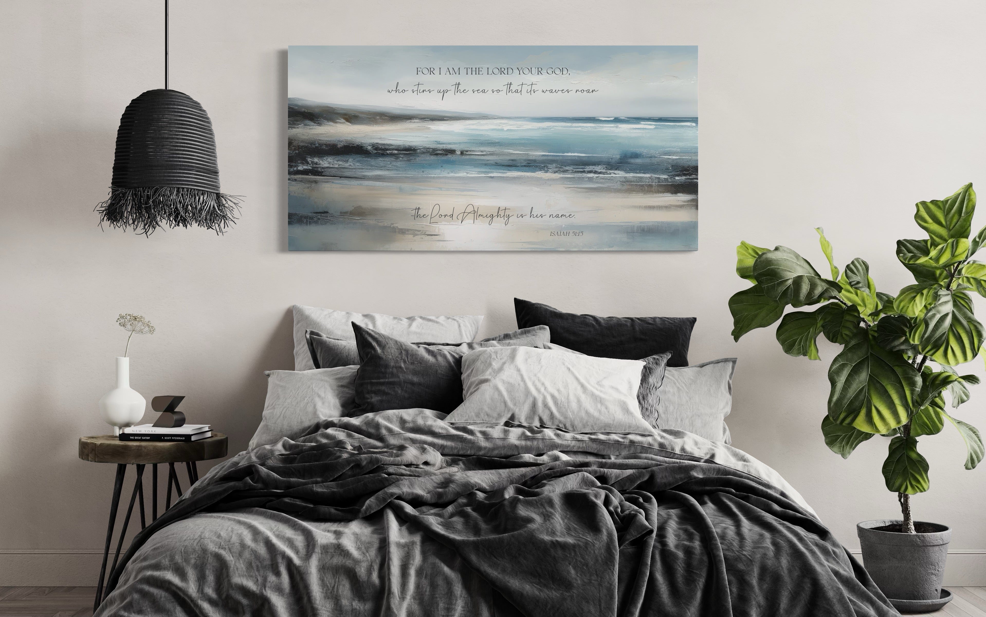 For I Am The Lord Your God Scripture Coastal Canvas Wall Art