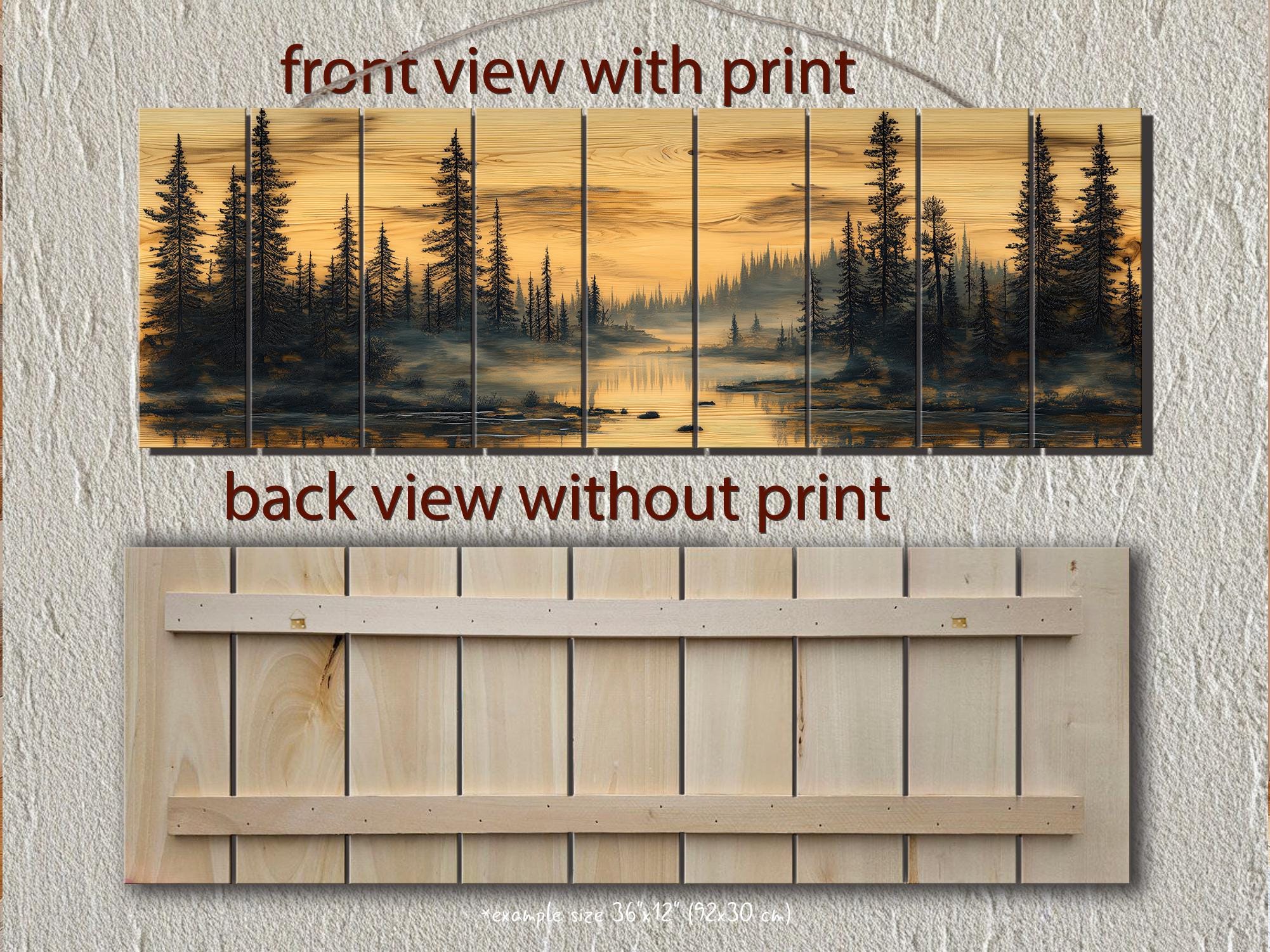 Forest Lake Real Wood Long Horizontal Wooden Wall Decor for Cabin Or lodge