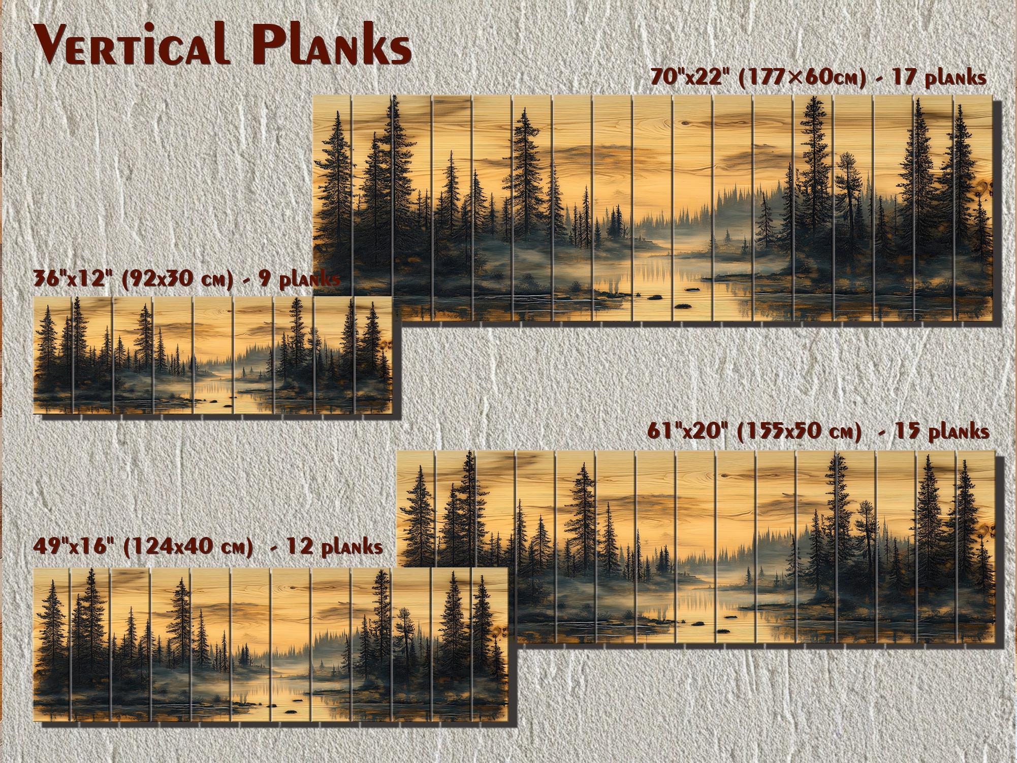Forest Lake Real Wood Long Horizontal Wooden Wall Decor for Cabin Or lodge