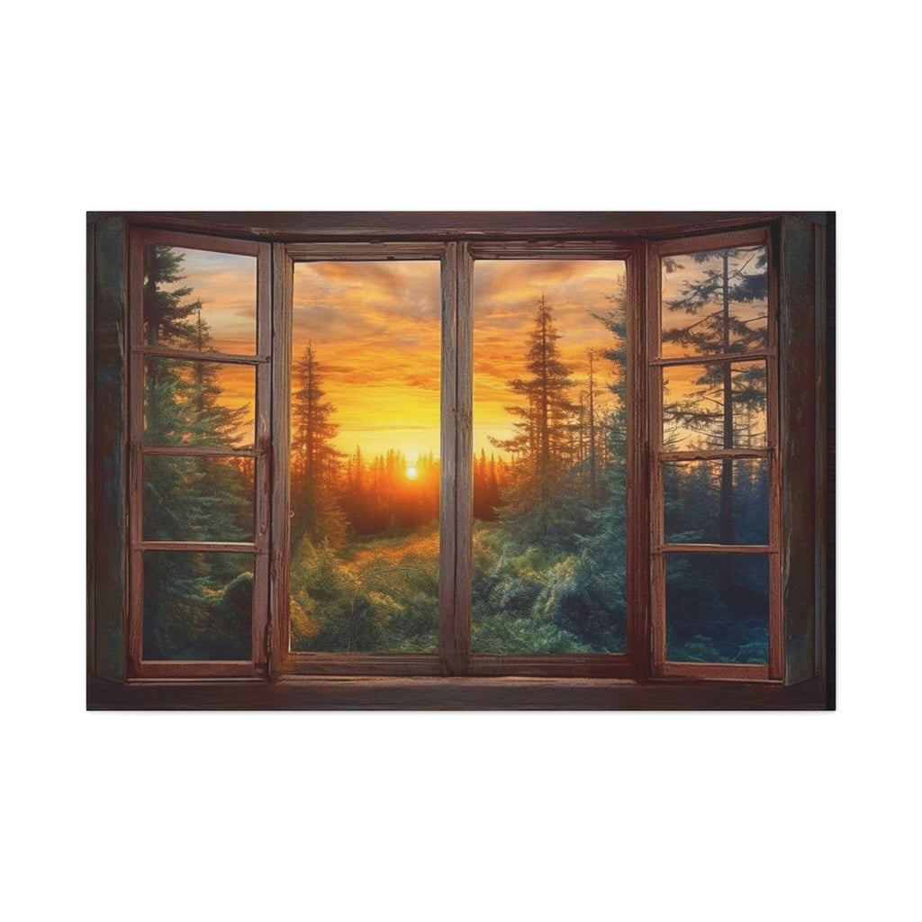 Forest View From Open Window  Rustic Cabin Wall Art
