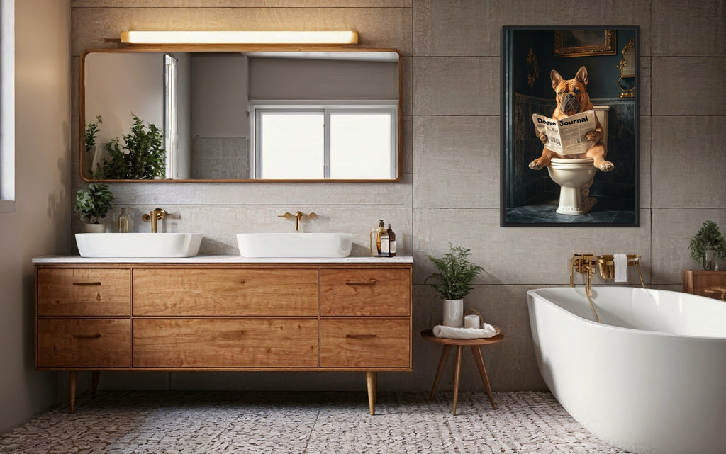 French Mastiff Dogue De Bordeaux On The Toilet Reading Newspaper Picture