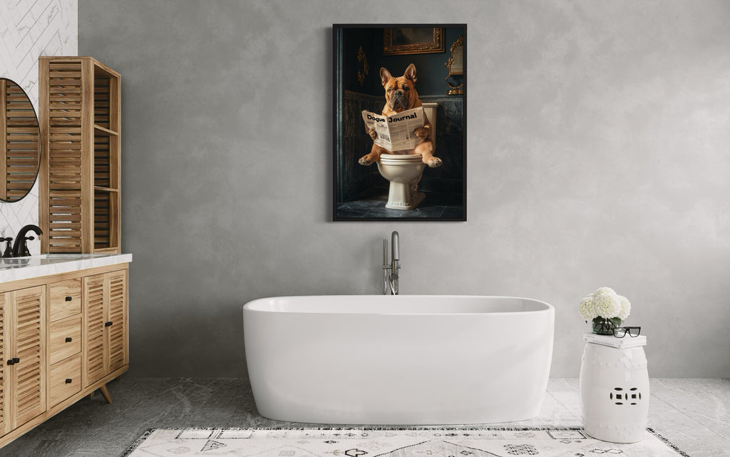 French Mastiff Dogue De Bordeaux On The Toilet Reading Newspaper Picture
