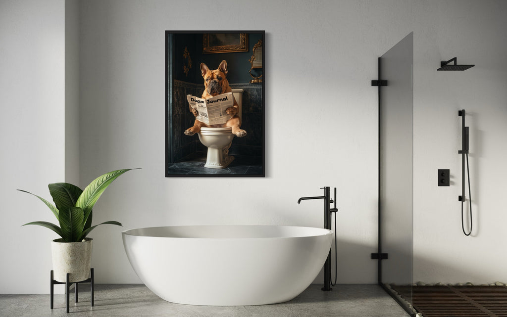 French Mastiff Dogue De Bordeaux On The Toilet Reading Newspaper Picture