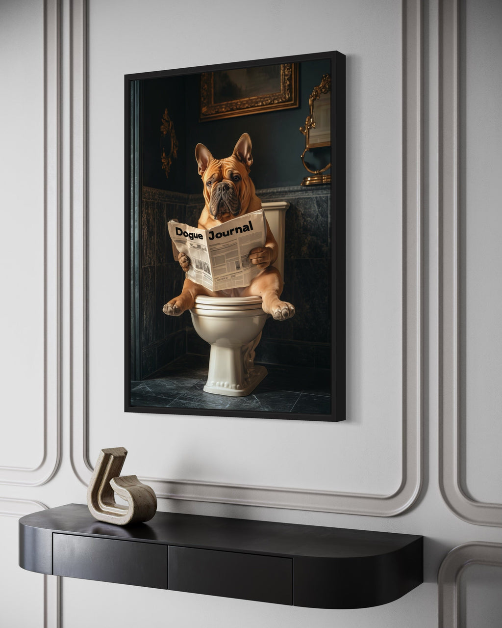 French Mastiff Dogue De Bordeaux On The Toilet Reading Newspaper Picture