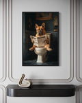French Mastiff Dogue De Bordeaux On The Toilet Reading Newspaper Picture