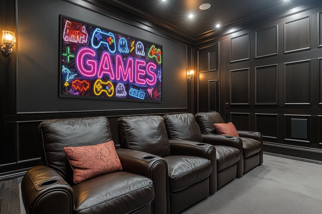 Game Room Wall Decor – Retro Arcade Wall Art | Colorful Gamer Lounge Canvas Print for Men