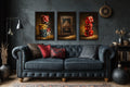 Game Room Wall Decor Set | Casino Wall Art - Poker Chips Canvas & Red Dice Man Cave Wall Art