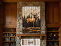 Geometric Elk In The Forest Distressed Wood Wall Art