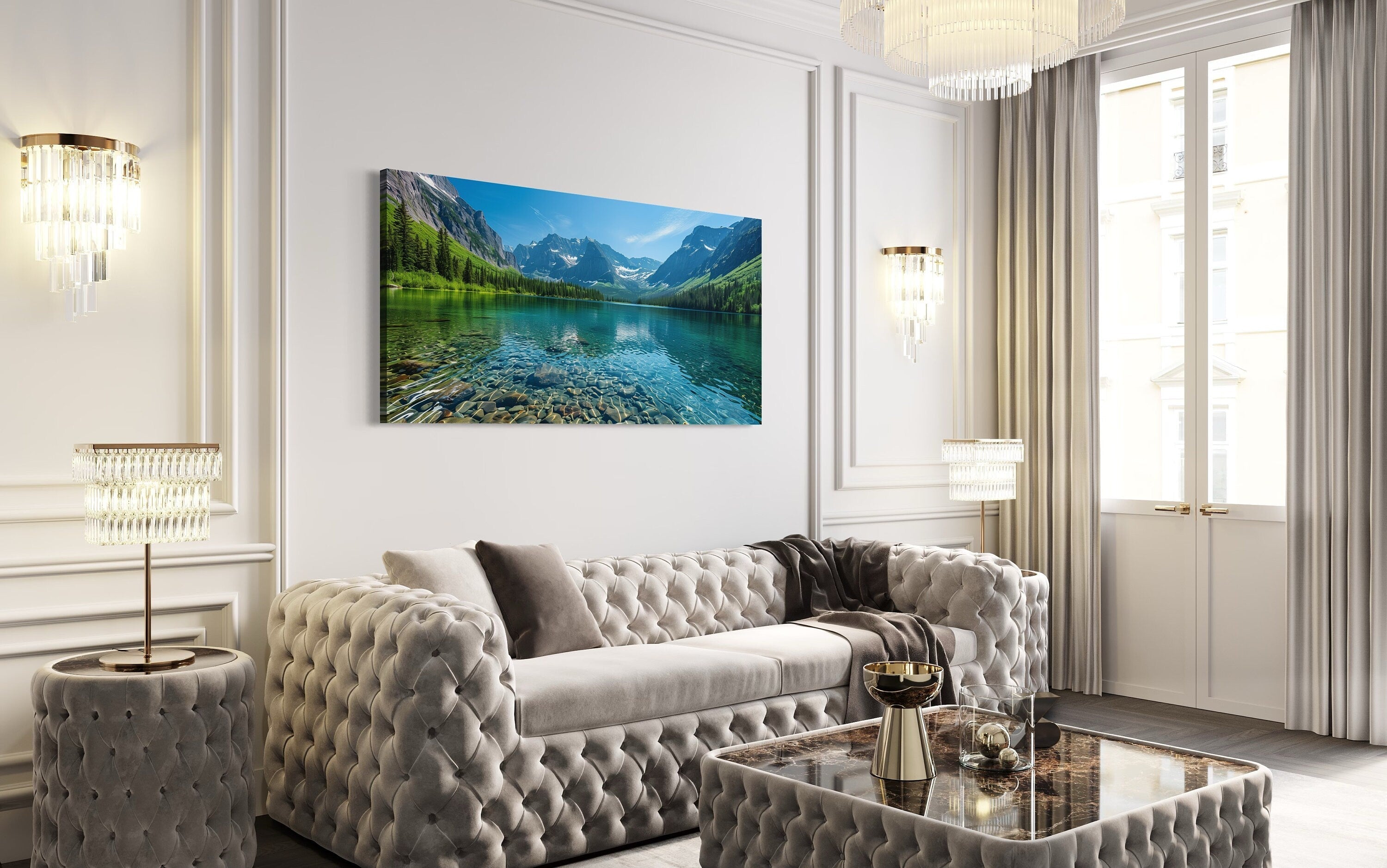 Glacier National Park Wall Art – Montana Landscape Framed Canvas for Rustic Home Decor